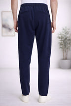 Erkek Regular Fit Beli Lastikli Bağcıklı Rahat Kesim Yan Cepli Jogger Pantolon - Lacivert - 4