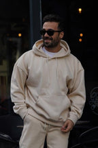 Erkek Premium Kaliteli Kışlık Hoodie Sweatshirt - Bej - 1