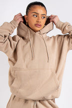 Kapuşonlu 3 İplik Sweatshirt - Bej - 2