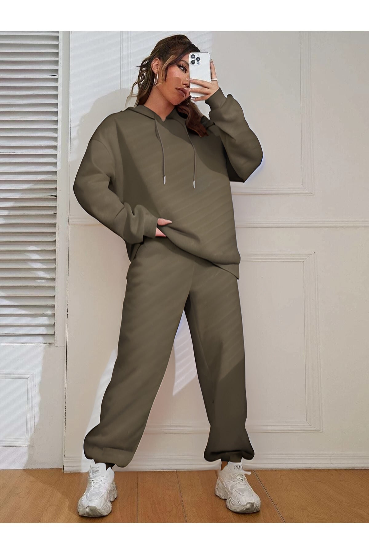 Kadin Oversi̇ze Jogger Eşfoman Takimi - KHAKI - 1