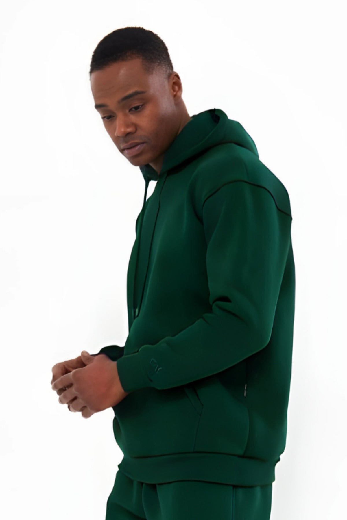 3iplik Bisiklet Yaka Kalın Sweatshirt Pamuklu - Yeşil - 4