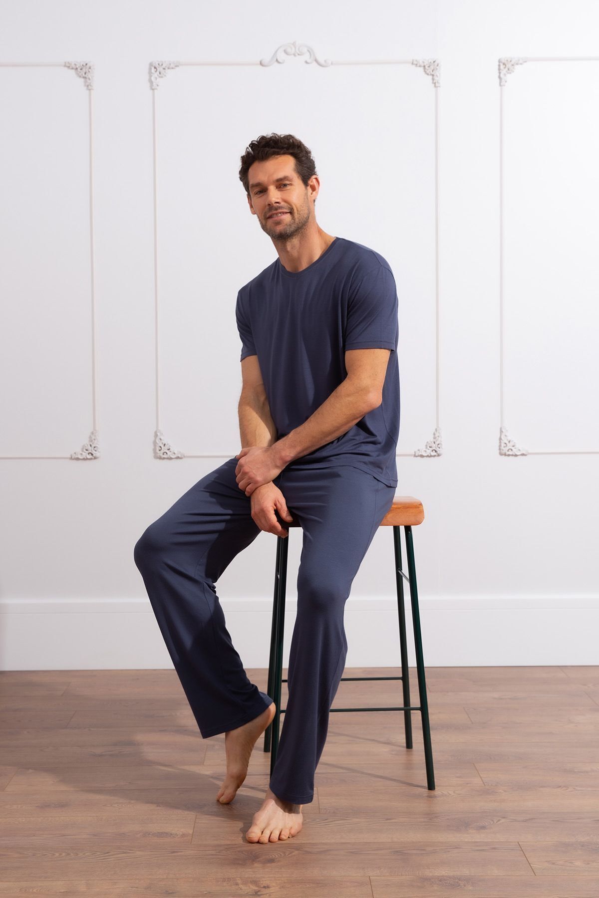 Erkek Füme Yazlık Relaxed Pijama Takımı - Füme - 2