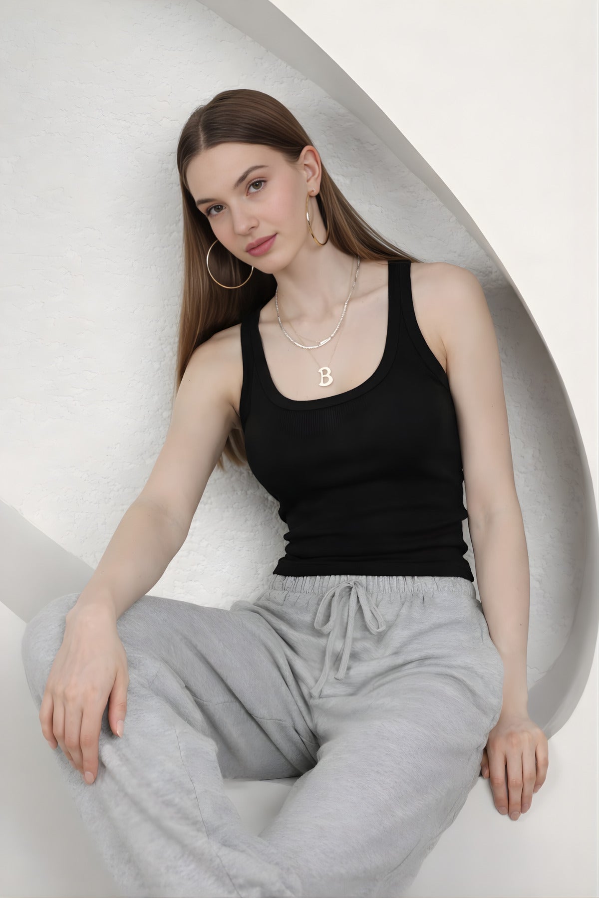 Kadin Fi̇ti̇lli̇ Kalin Askili Esnek Body Atlet - Siyah - 5