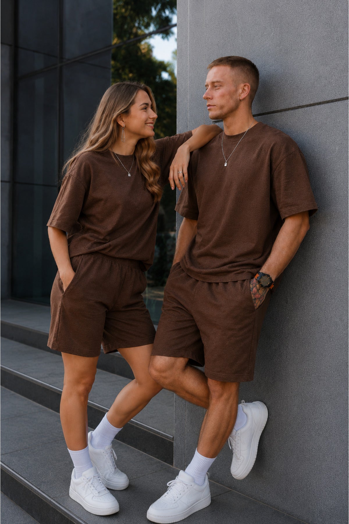 Unisex Kadın Erkek Oversize 2 İ̇plik Pamuklu Modal Penye Premium Rahat Kalıp Yazlık Yeni Sezon Şortlu Takım (tekli̇) - Kahverengi - 5