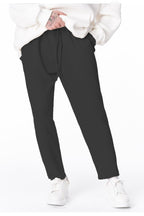 Erkek Rahat Kesim Dokuma Kumaş Beli Lastikli Bağcıklı Kumaş Okul Pantolonu - Füme - 3