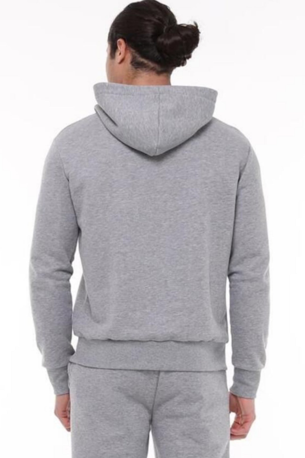Erkek Trend Model Kanguru Cep Sweatshirt - Gri - 2