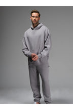 Erkek 3 İ̇pli̇k İ̇çi̇ Pamuklu Kalin Jogger Eşofman Takimi - Gri - 6