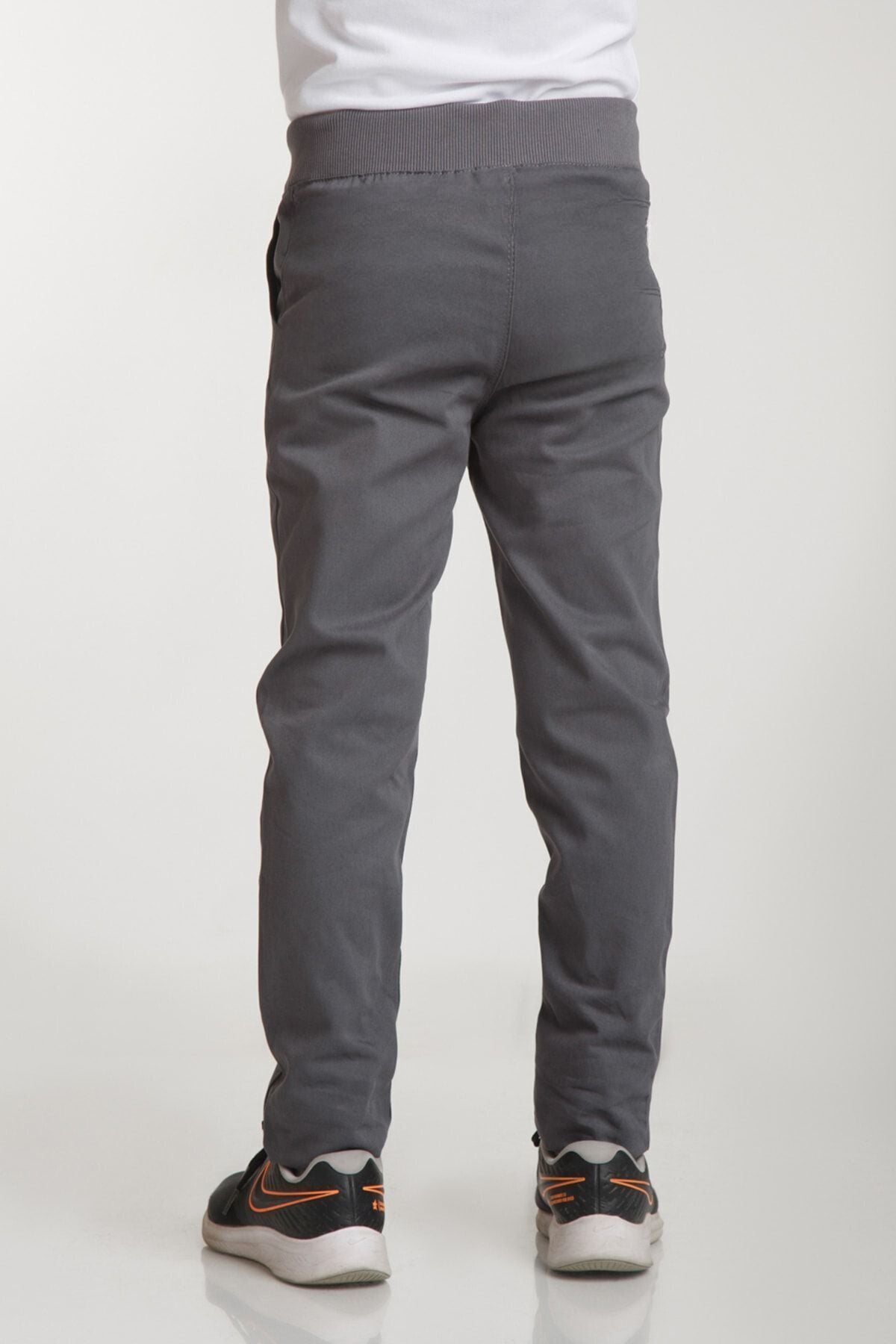 *kargo Cepli* Esnek Canvas Okul Pantolon Ribana Bel Lastikli - Gri - 3