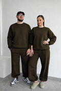 Unisex Haki̇ Çi̇ftleri̇n Kullanimina Uygun Bi̇si̇klet Yaka Eşofman Takimi (tekli̇) - Haki - 1