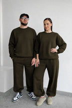 Unisex Haki̇ Çi̇ftleri̇n Kullanimina Uygun Bi̇si̇klet Yaka Eşofman Takimi (tekli̇) - Haki - 1
