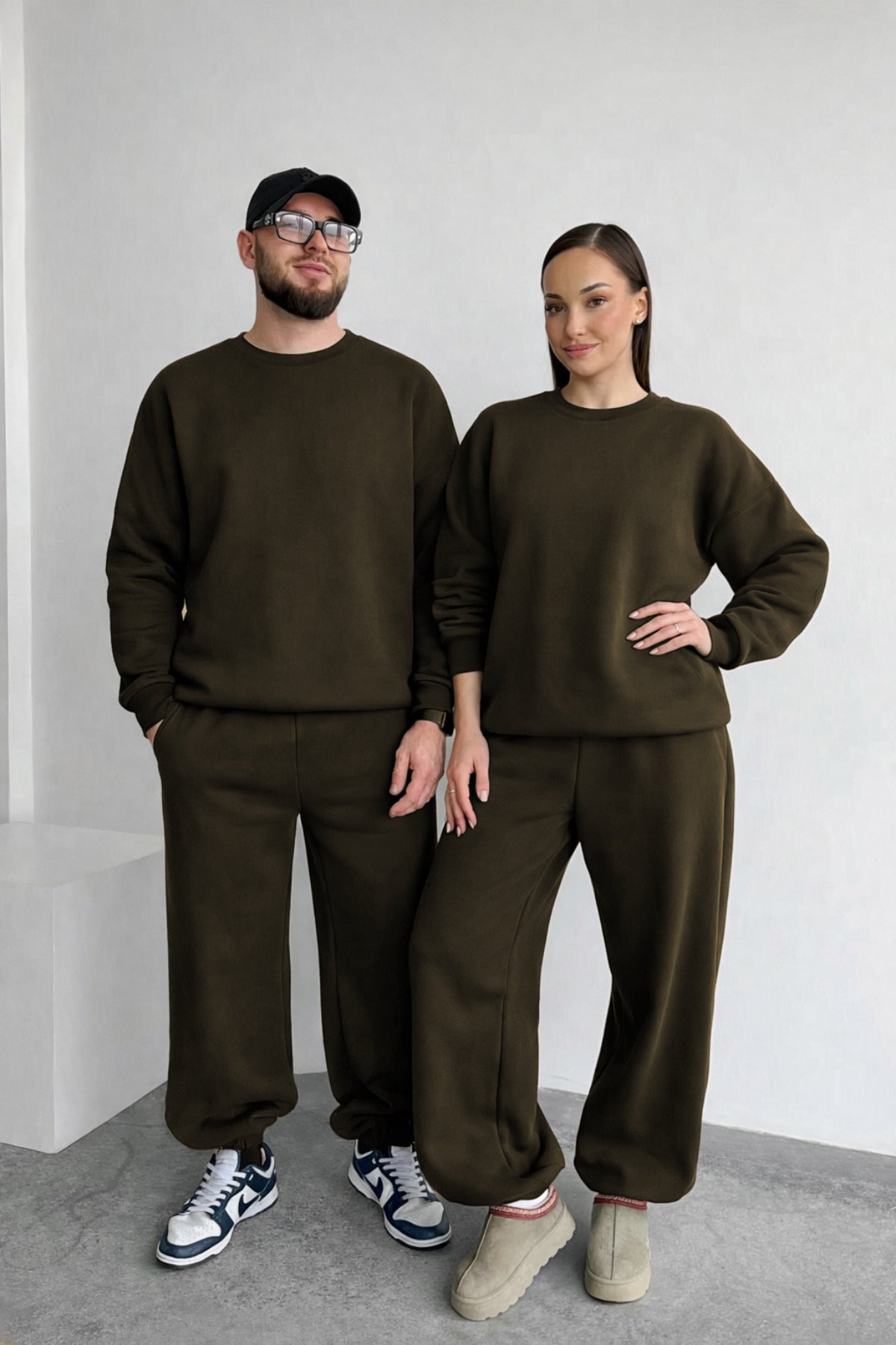 Unisex Haki̇ Çi̇ftleri̇n Kullanimina Uygun Bi̇si̇klet Yaka Eşofman Takimi (tekli̇) - Haki - 1