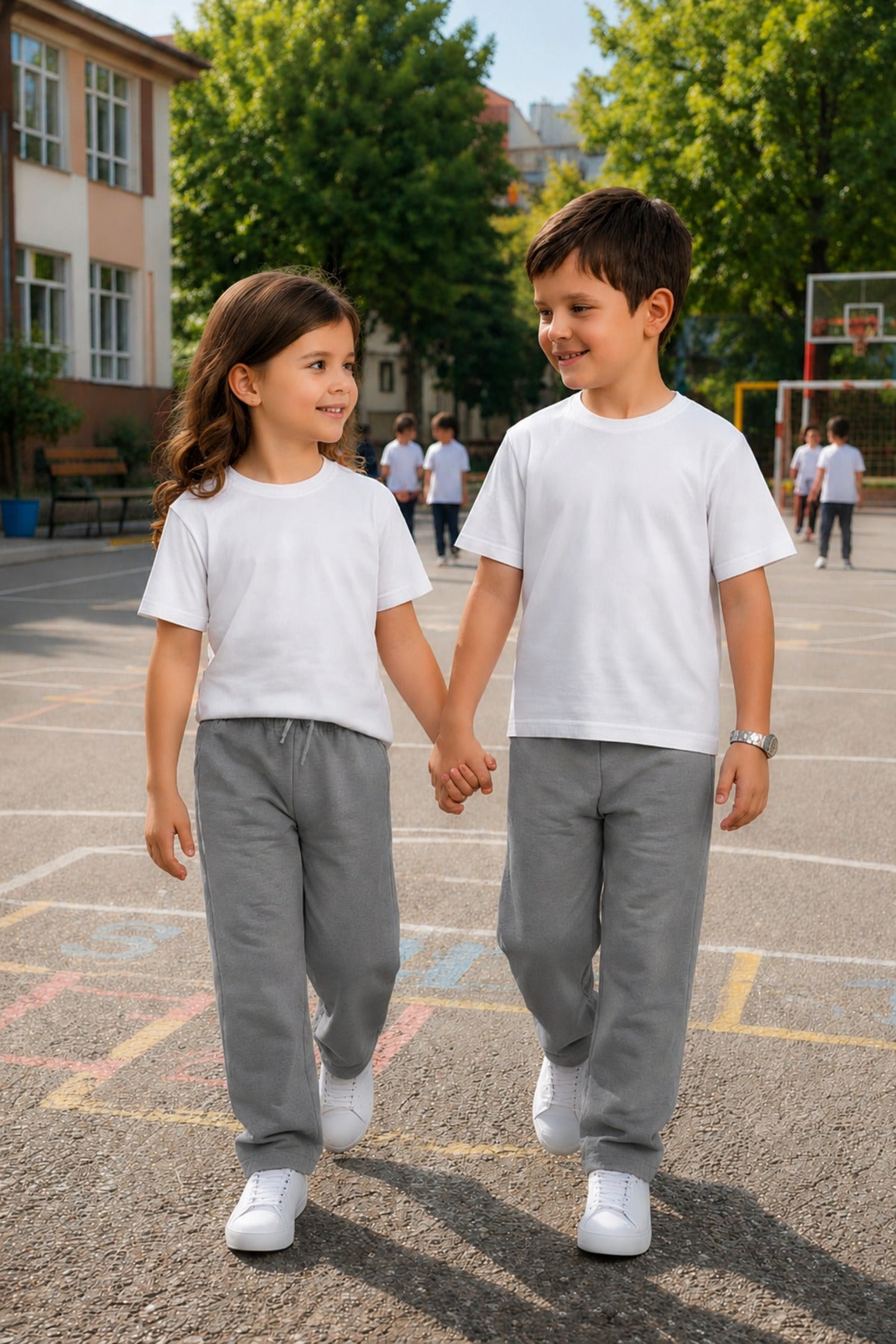 Unisex Kiz Erkek Çocuk Li̇krali Eşofman Bel Rahat Kalip Beli̇ Bağlamali Cepli̇ Mevsi̇mli̇k Bebe-garson Okula Dönüş Pantolonu (tekli̇) - Gri - 1
