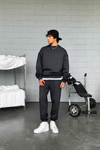 Erkek Trend Model Oversize Günlük Ve Spor Model Eşofman Takımı - Füme - 1