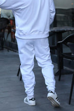 Erkek Yan Cepli Jogger Paçası Lastikli Eşofman Altı - Beyaz - 5