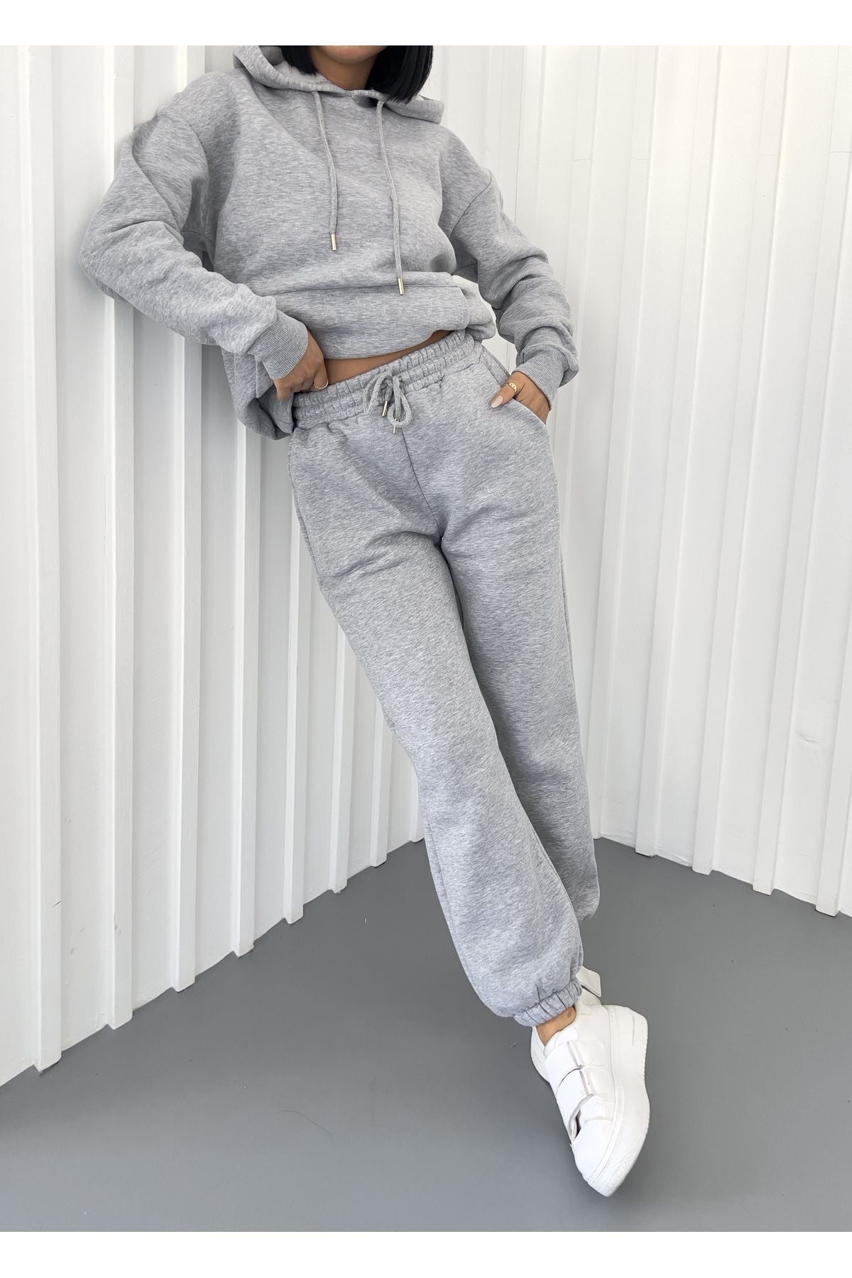 Kadin Oversi̇ze Jogger Eşfoman Takimi - Gri - 2