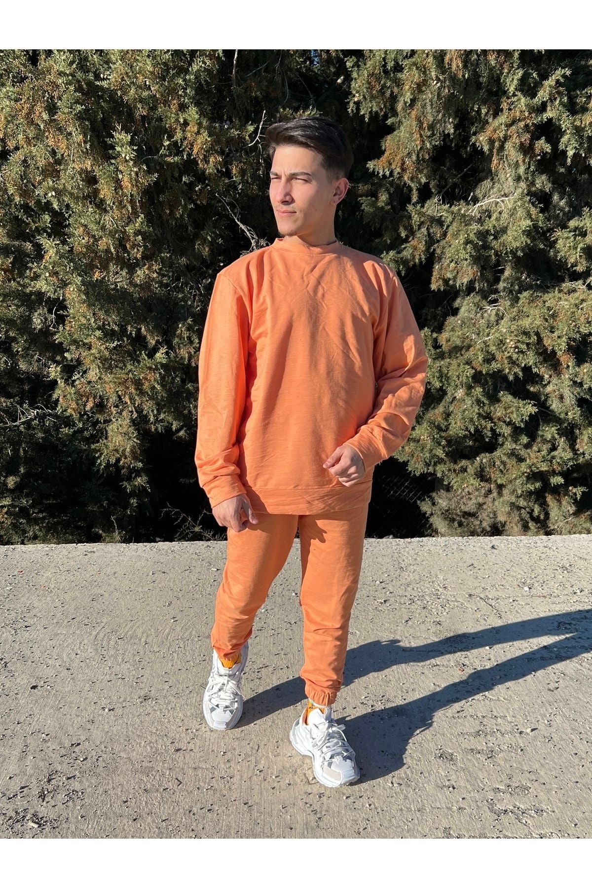 Erkek Orange Bisiklet Yaka Eşofman Takımı Regular Fit - Turuncu - 1