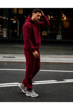 Erkek 3 İ̇pli̇k Kapüşonlu Jogger Lasti̇k Paça Eşofman Takimi - Bordo - 4