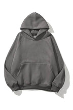 Unisex Kadın Füme Baskısız Kanguru Cepli Kapüşonlu 3 İ̇plik Şardonlu Sweatshirt Oversize Hoodie - Füme - 1