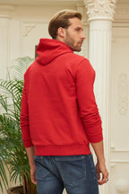 Erkek Kapşonlu Kanguru Cep Basic Sweatshirt - Kırmızı - 4