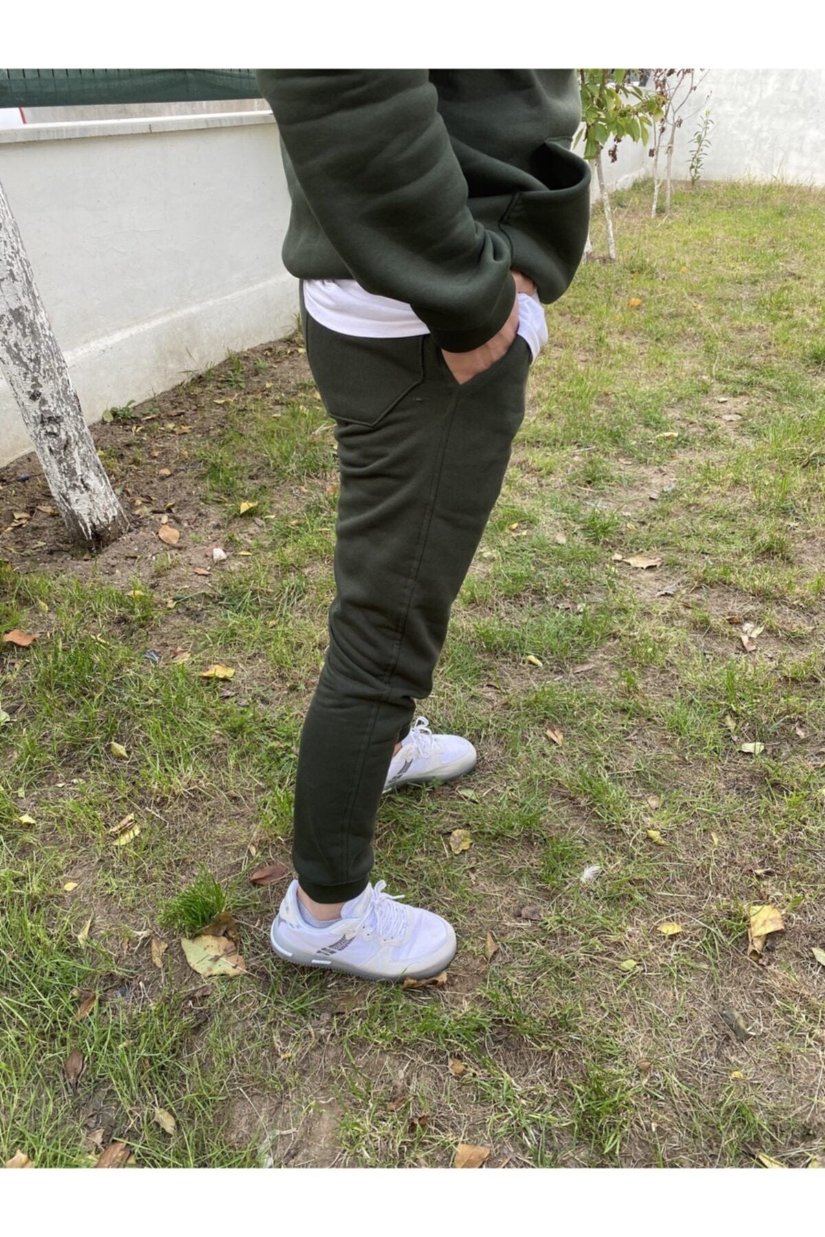 Unisex Haki Yeşil Şardonlu Eşofman Takımı - HAKİ YEŞİL - 4