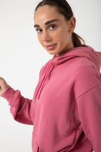 Kadin 3 İ̇pli̇k Kapşonlu Kanguru Cep 3 İ̇pli̇k Sweatshi̇rt - MÜRDÜM - 4