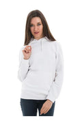 Unisex Beyaz Baskısız Kanguru Cepli Kapüşonlu 3 İ̇plik Şardonlu Sweatshirt Oversize Hoodie - Beyaz - 1