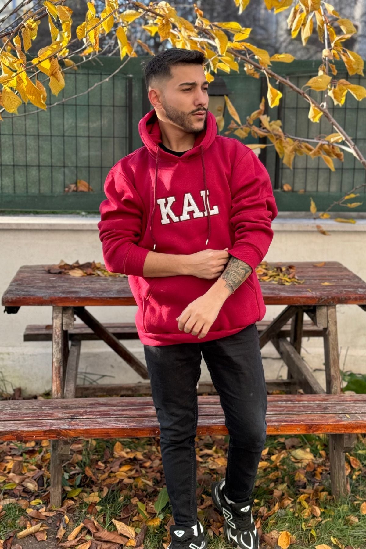 Erkek Kapşonlu Nakişli Oversi̇ze Kolej Sweatshi̇rt - KAL - 3