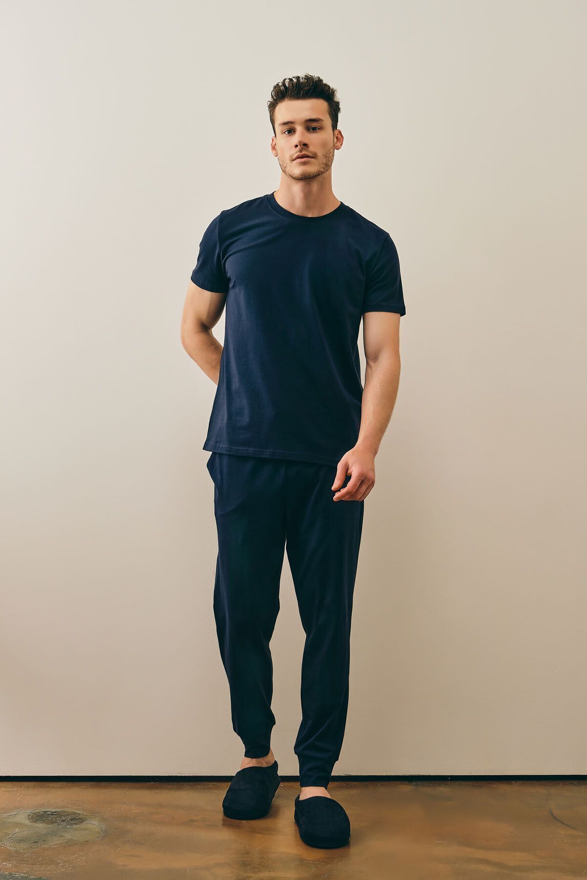 Erkek Lacivert Batik Yazlık Relaxed Pijama Takımı - Lacivert - 1