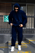 Erkek Kişlik Eşofman Takimi Laci̇vert 3 İ̇pli̇k İ̇çi̇ Polarli Oversi̇ze - Lacivert - 2