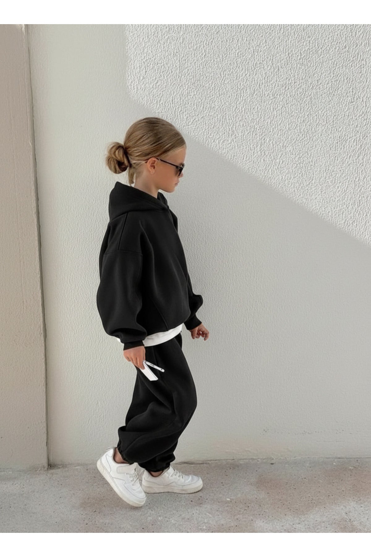 Çocuk Unisex 3 İ̇pli̇k Şardonlu Rahat Kesi̇m Kişlik Eşofman Takimi - Siyah - 2