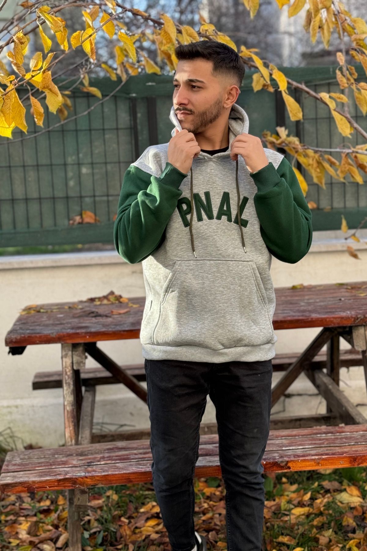 Erkek Kapşonlu Nakişli Oversi̇ze Kolej Sweatshi̇rt - PNA - 2