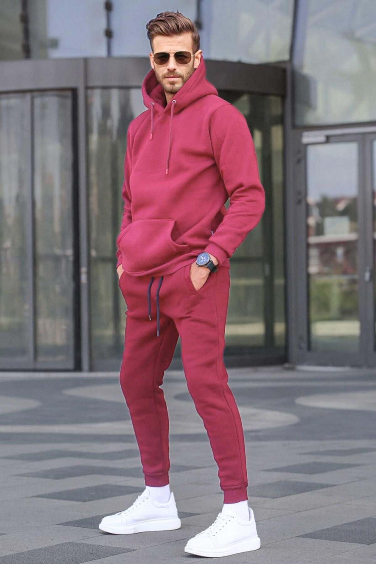 Erkek Oversi̇ze Jogger Mürdüm Eşofman Takimi - PLUM - 1