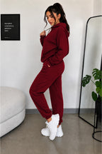 Kadın 3iplik Şardonlu Şık Günlük Ve Spor Oversize Eşofman Takımı - Bordo - 2