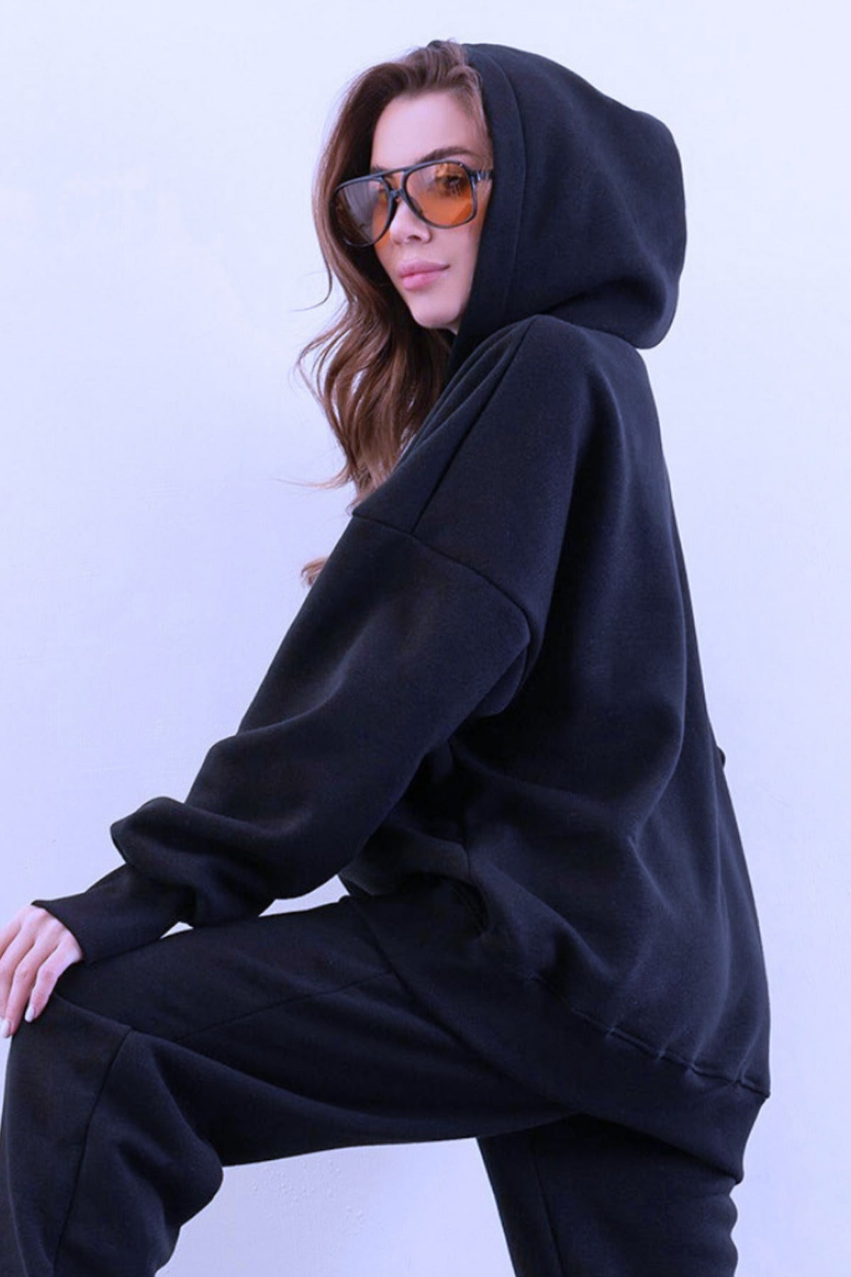 Kadın Esnek Rahat Kalıp Basic Model Sweatshirt - Lacivert - 3