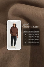Unisex Kadın Kahverengi Baskısız Kanguru Cepli Kapüşonlu 3 İ̇plik Şardonlu Sweatshirt Oversize Hoodie - Kahverengi - 7