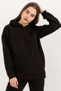 Kadın Salaş Bol Günlük Oversize Sweatshirt - Siyah - 1