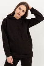 Kadın Salaş Bol Günlük Oversize Sweatshirt - Siyah - 1