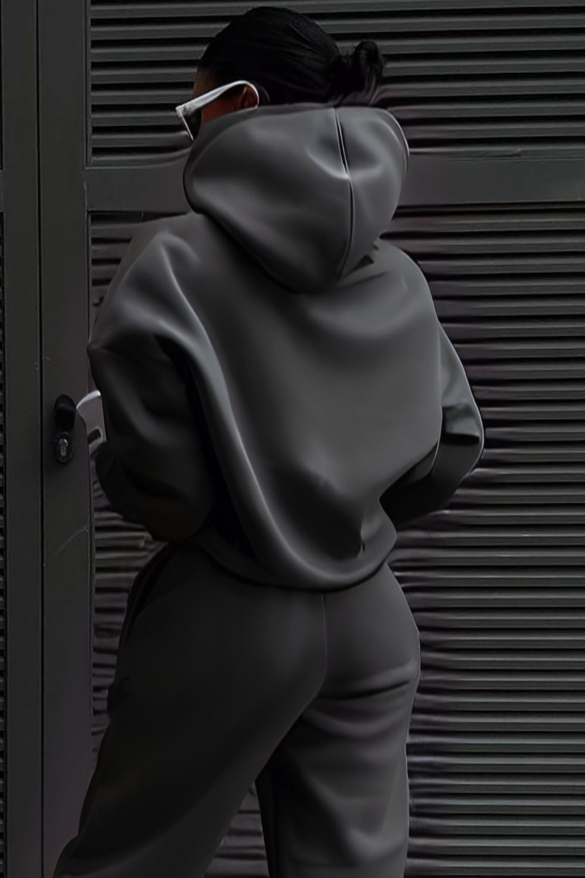Kadın Salaş Kışlık Hoodie Sweatshirt - Füme - 2