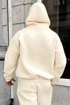 Erkek Düz Spor Ve Günlük Kapşonlu Hoodie Sweatshirt - Bej - 2