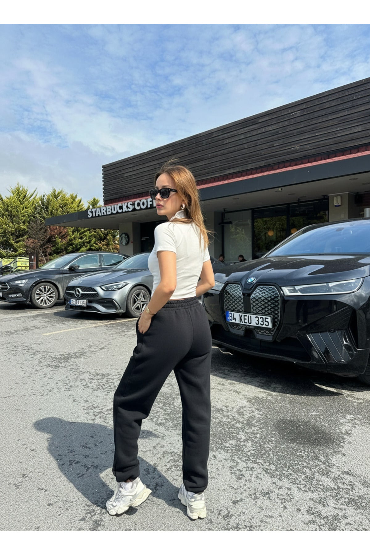 Kadin 3 İ̇pli̇k Şardonlu Yüksek Bel Paçasi Lasti̇kli̇ Jogger Eşofman Alti - Siyah - 2