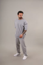 Erkek Kısa Kollu Pijama Takımı Bisiklet Yaka Reşme Salaş - Gri - 5