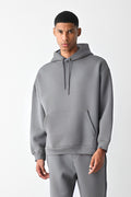 Erkek Kapşonlu Kanguru Cep Kışlık Sweatshirt - Gri - 1