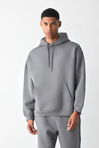 Erkek Kapşonlu Kanguru Cep Kışlık Sweatshirt - Gri - 1