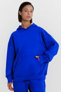 Kadın Baskısız Düz İ̇çi Şardonlu Kalın Kışlık Sweatshirt - Saks Mavisi - 1