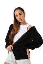 Unisex Si̇yah Tam Fermuarlı Hırka Sweatshirt Kapşonlu Kanguru Cepli Kadın Erkek - Siyah - 3