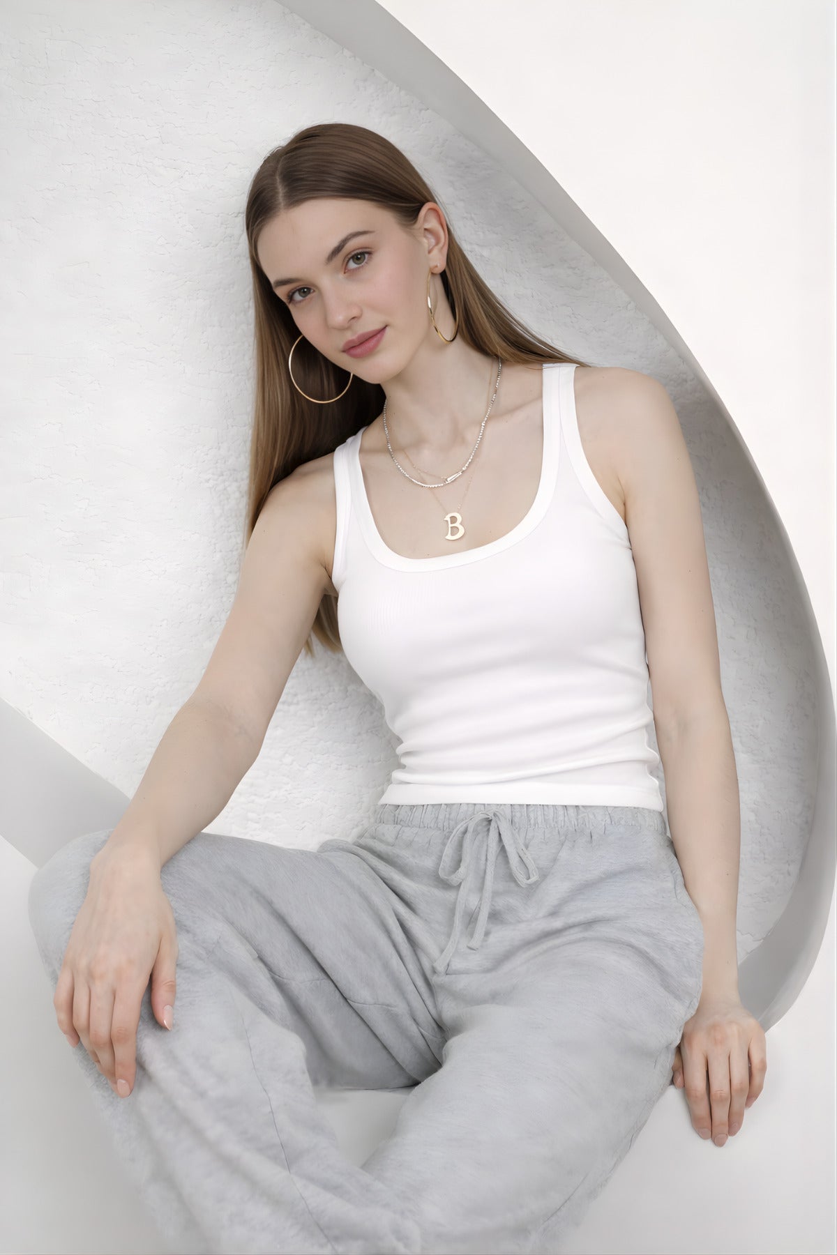 Kadin Fi̇ti̇lli̇ Kalin Askili Esnek Body Atlet - Beyaz - 5