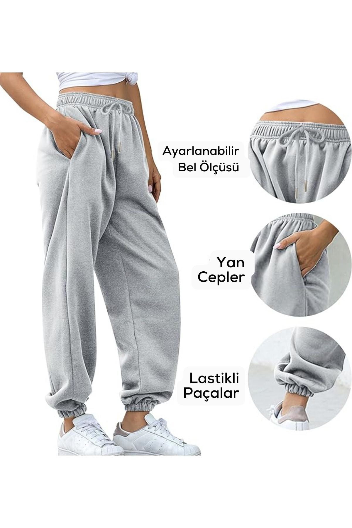 Kadın Gri/gray Jogger Eşofman Altı - Gri - 4