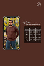 Erkek Kahverengi Bisiklet Yaka İçi Polarlı 3 İplik Pamuklu Regular Fit Unisex Sweatshirt - Kahverengi - 6