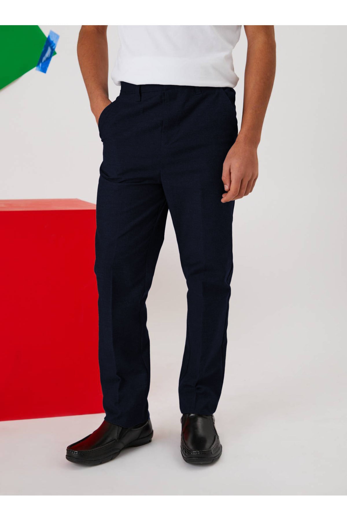 Erkek Klasik Düz Baskısız Okul Pantolon - Lacivert - 1
