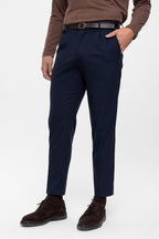 Erkek Lise Regular Esnek Likralı Bilek Boy Kumaş Pantolon - Lacivert - 5